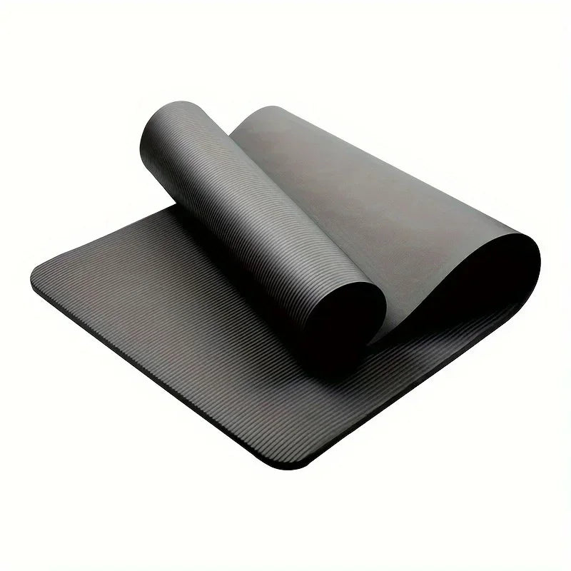 Premium Thick Black Yoga Mat – Extra Cushioned NBR for Home Fitness & Workouts