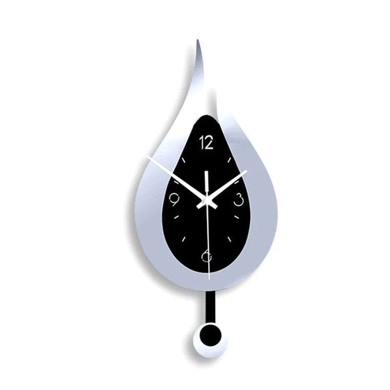 Modern Water Drop Acrylic Wall Clock – Silent Pendulum Design for Home & Office