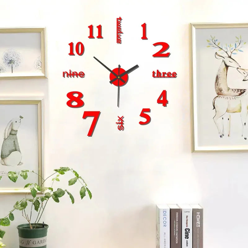 No-Punch DIY 3D Wall Clock – Creative Silent Modern Design Wall Decal