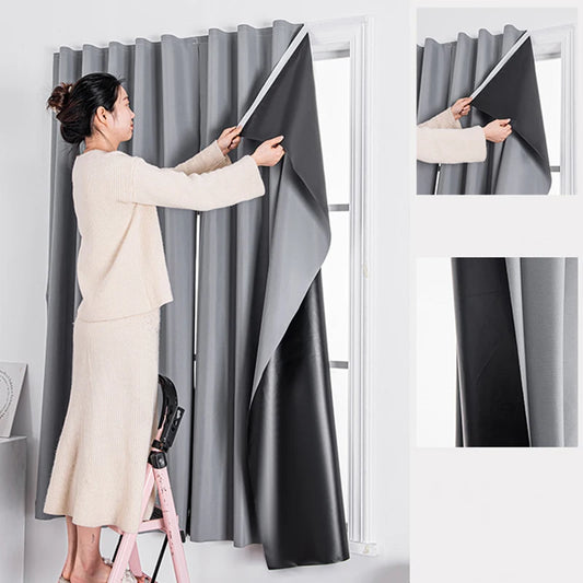 100% Blackout Self-Adhesive Curtains – No Drilling, Total Privacy