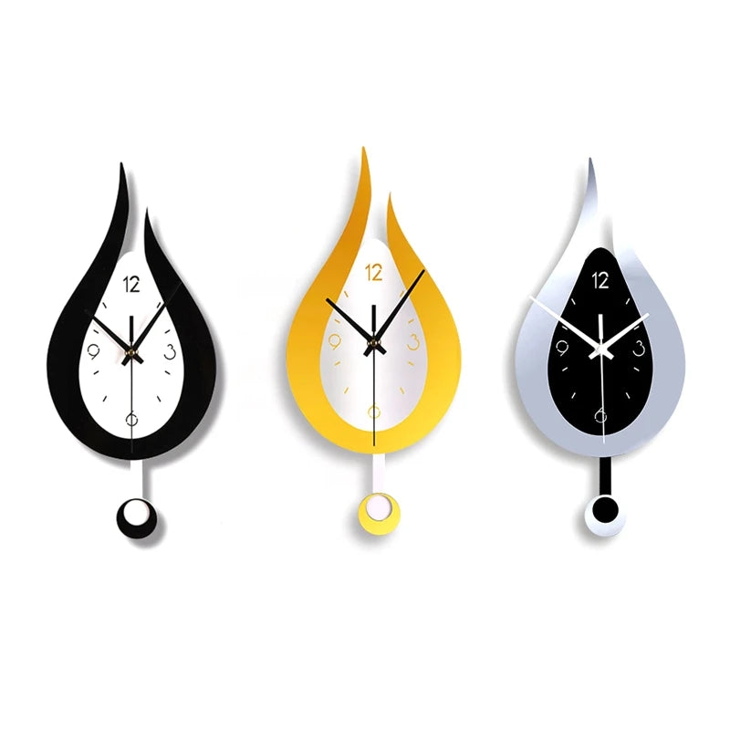 Modern Water Drop Acrylic Wall Clock – Silent Pendulum Design for Home & Office