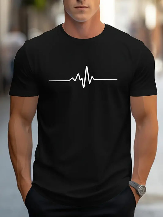 Creative Print Men's Fashionable Summer Crew Neck Short Sleeve Sports T-shirt, Comfortable And Versatile