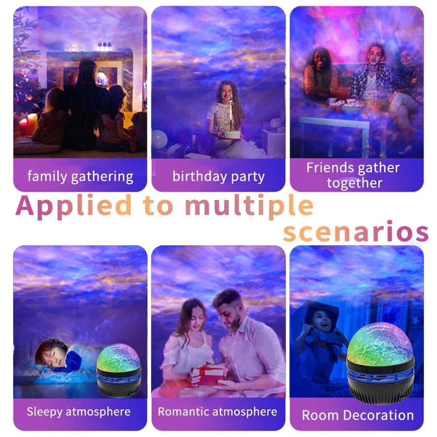 Northern Lights LED Starry Sky Projector – Remote Control Night Light for Home, Bedroom & Parties