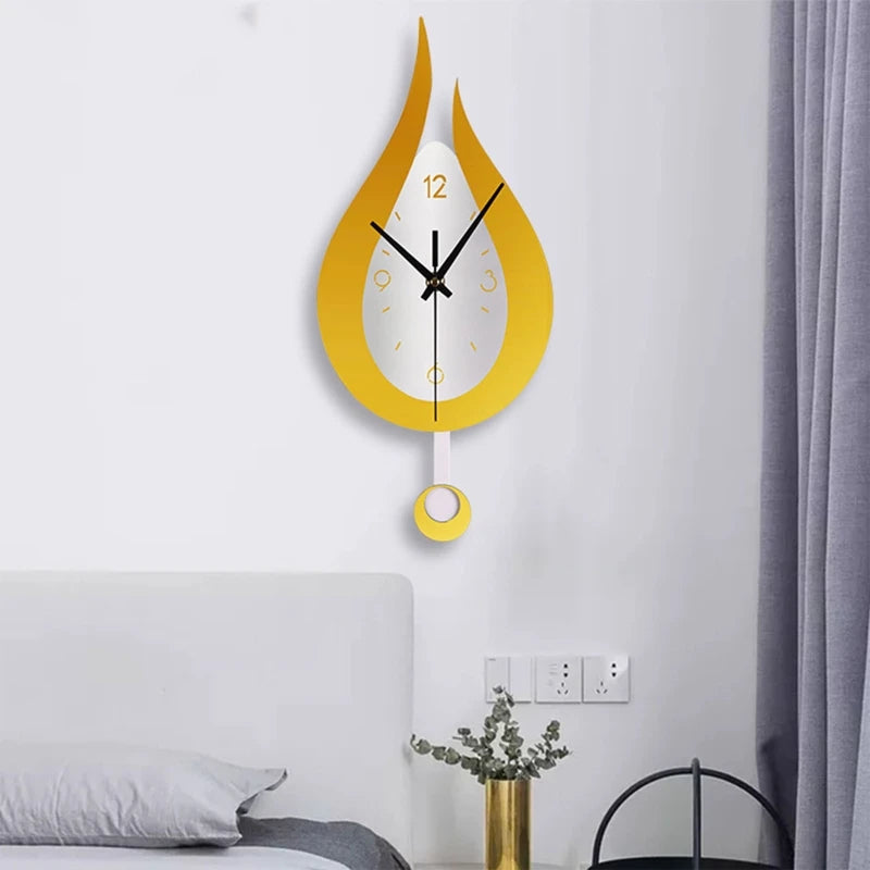 Modern Water Drop Acrylic Wall Clock – Silent Pendulum Design for Home & Office