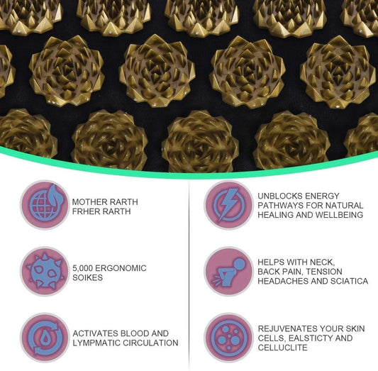 Acupressure Massage Mat & Pillow Set – Relaxation for Back, Neck & Feet Relief