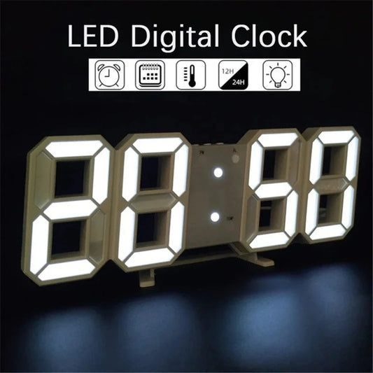 3D LED Digital Wall Clock – Date, Time & Temperature Display