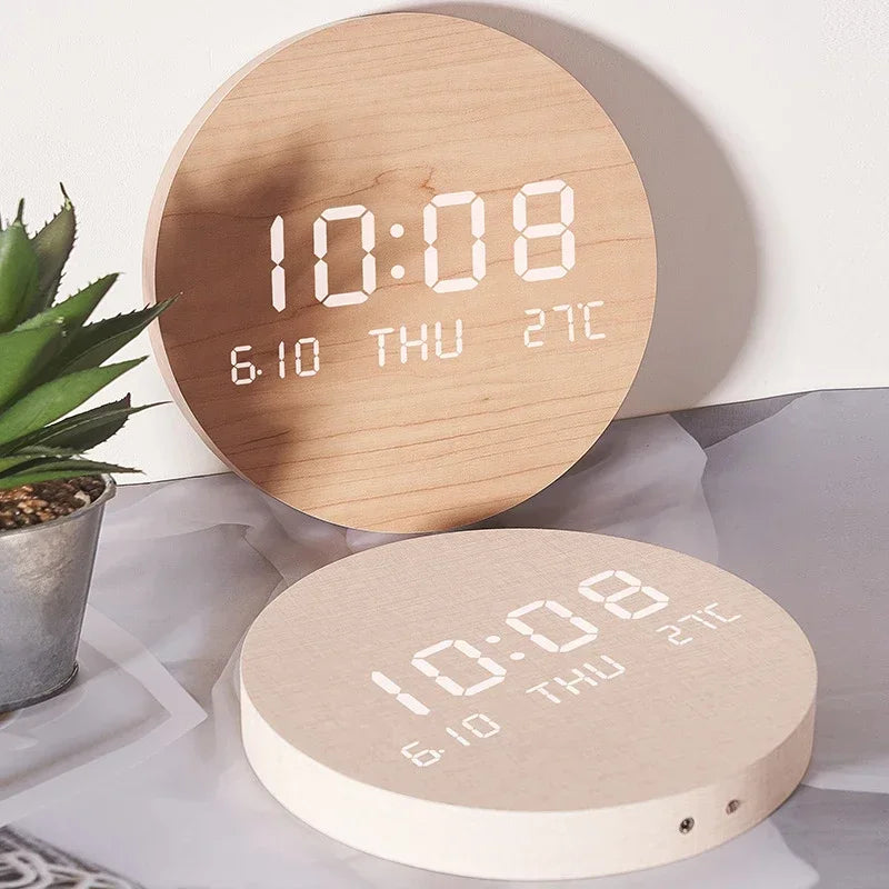 LED Digital Wall Clock – Multi-Function Silent Display with Time, Date & Temperature