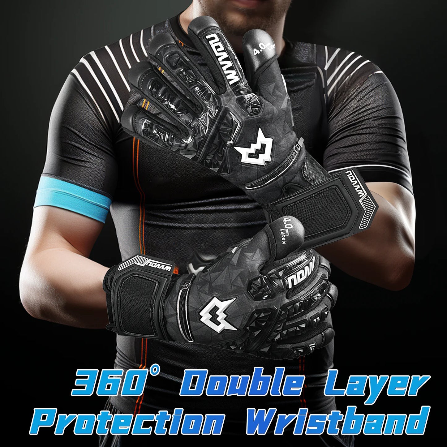 Pro Soccer Goalkeeper Gloves with 5 Removable Finger Saves – Adult & Youth Sizes