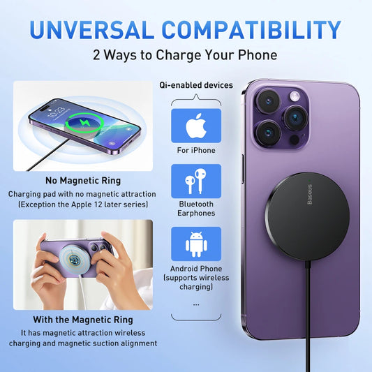 Baseus 15W Magnetic Wireless Charger for iPhone | Fast Charging Pad