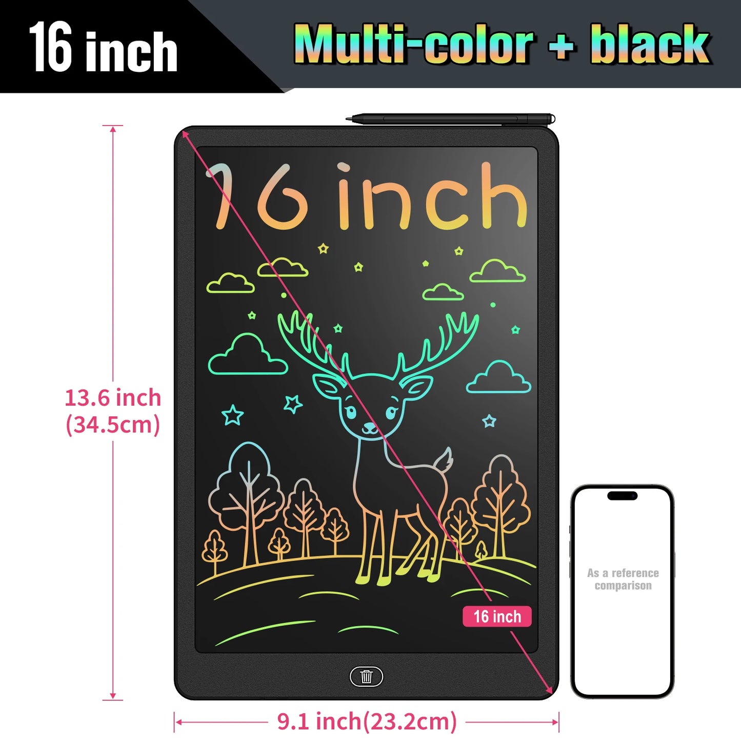 16″ Colorful LCD Drawing Pad – Kids Educational Tablet
