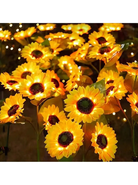 Solar Powered Sunflower Light Outdoor Waterproof LED Ground Insert Lawn Lamp For Garden Lawn Courtyard Decoration
